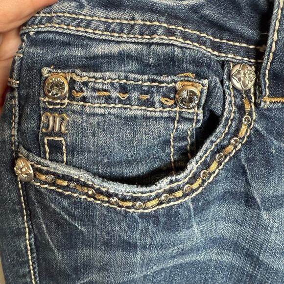 Vtg Y2K 90s Miss Me Jeans Women's Embellished Signature Rise Bootcut Whiskers 31 - Picture 3 of 13